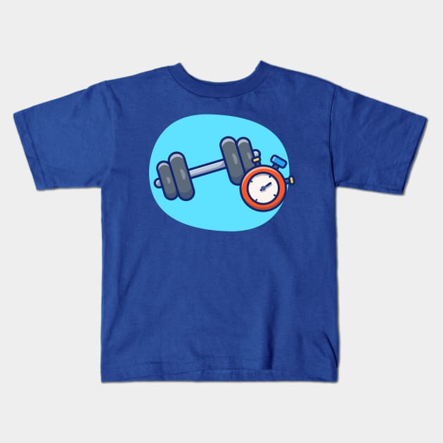 Dumbbell With Stopwatch Cartoon Kids T-Shirt by Catalyst Labs